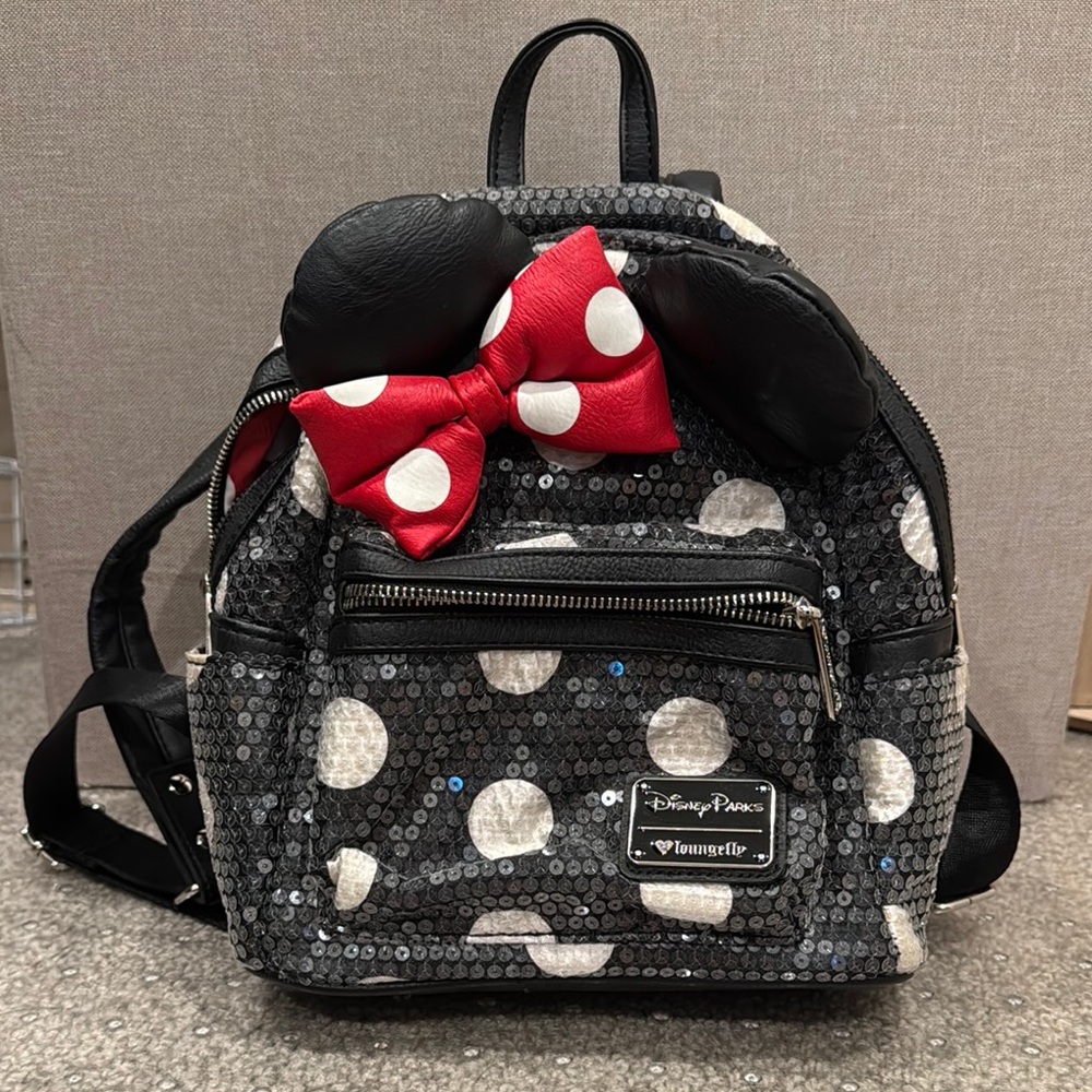 Disney Parks Loungefly Black and Silver Sequin Backpack